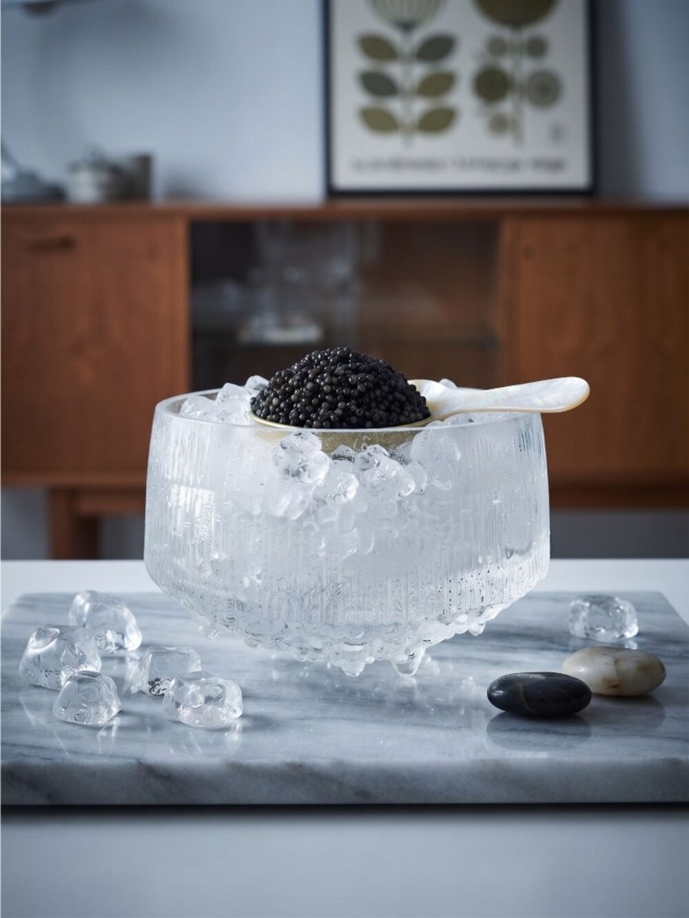 Vintage Iittala Ultima Thule Footed Bowl, Tapio Wirkkala, Ice Textured Glass
